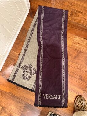 Versace brown and tan Medusa Logo Scarf